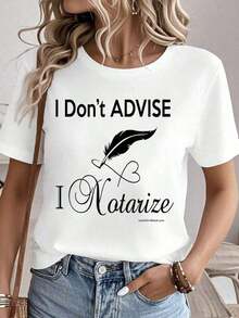 Camiseta estampada de mujer 100% algodón, top de verano, camiseta de cuello redondo, ropa de mujer 100% algodón, traje de verano para mujer.Camiseta blanca de mujer, diseño notarial. - Blanco - Ver 1