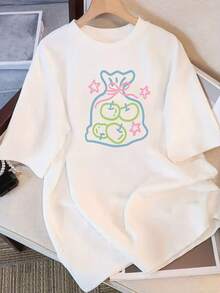 Camiseta de Mujer con Bonito Estampado Pastel de SimpieAndVersatileDesign - Camiseta de manga corta de corte holgado, estilo casual para el día a día - Diseño básico suave adecuado para adolescentes y adultos, lavable a máquina para uso diario. Camiseta de algodón. - Blanco - Ver 6