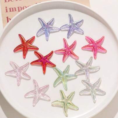 彩色海星树脂饰品、透明装饰配件、手工DIY发夹、发带饰品、饰品批发、手机壳饰品等