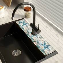 1 pieza Felpudo de grifo con diseño de estrella de mar, de poliéster duradero, de secado rápido y fácil de limpiar, adecuado para cocina y baño, fácil instalación, decoración diaria, regalo, felpudo de baño, felpudo de grifo duradero, accesorio de grifo - Multicolor - Ver 8