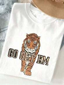 Elegant And Artistic Designs On Women's T-Shirts, Made From A Soft And Comfortable 100% Pure Fabric With Short Sleeves. These Garments Are Simple Yet Modern, Perfect For Casual And Elegant Looks, Attractive To All Women, And Available At A Discount. - 白色的 - 查看 7