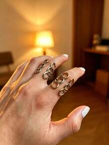 1 pieza Nuevo diseño de anillo con pétalos, adecuado para uso diario de mujeres - 2027 - Ver 5
