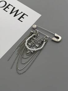 1 pieza Elegante broche/imperdible vintage de lujo con perlas y borlas geométricas, adecuado para negocios, ocasiones formales, festivales y fiestas, se puede combinar con chaquetas de traje, camisas, vaqueros, vestidos, zapatos, bolsos - Plateado - Ver 5