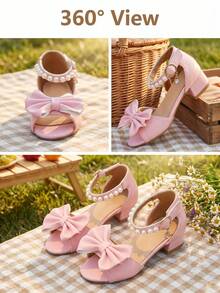 1 Pair 2026 New Girls' Sandals, Open Toe Design, Sweet Princess Style, Suitable For Daily/Formal Occasions/Outdoor Use - Pink - View 6
