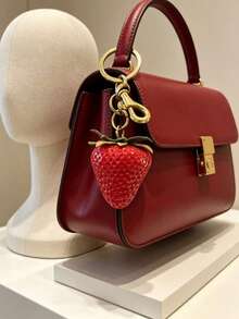 1pc Strawberry Shaped Creative Keychain, Cute Bag Charm Accessory, Fruit Keyring Pendant - Multicolor - View 7