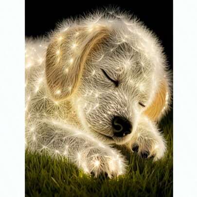 Bộ tranh đính kim cương 5D acrylic [30*40cm/11.8*15.7in], họa tiết cún con phát sáng, thích hợp cho người lớn mới bắt đầu tự làm tranh ghép kim cương, tranh đính kim cương thủ công hoàn chỉnh, thích hợp trang trí tường phòng khách, phòng ngủ, văn phòng, quà tặng trang trí nhà cửa bất ngờ cho gia đình và bạn bè, không khung.