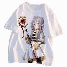 Camiseta de manga corta de Frieren at the Funeral con Himmel y Fern, ropa de anime de verano para adolescentes, corte holgado de verano. - Negro - Ver 6