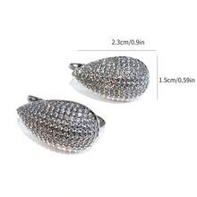 1 Pair Copper Cubic Zirconia Pave Curved Hoop Earrings, European And American Luxury Niche Design Earrings, Versatile Daily Wear Earrings For Women - Fashion Earrings - View 10