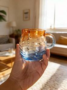 Hand-Painted Sunset Wave High Borosilicate Glass Cup, Heat-Resistant Water Bottle, American Beach Style Coffee/Milk/Tea Latte Cup, Multipurpose Office/Valentine's Day/Christmas Creative Gift - Multicolor - View 4