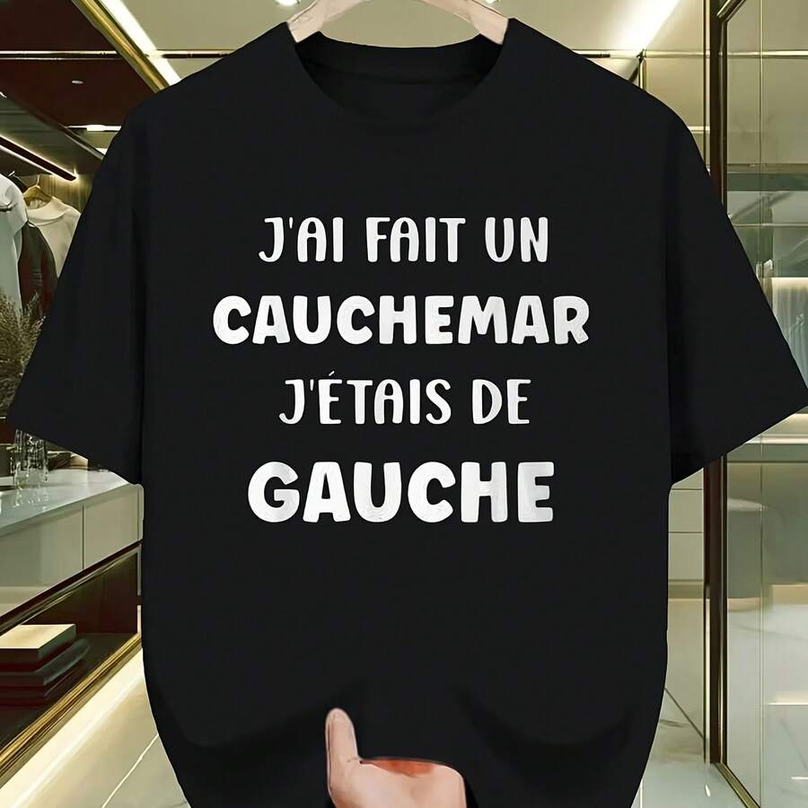 Humor francés, tuve una pesadilla, camiseta de cuello redondo unisex, camisetas cómodas y transpirables para hombre para el verano - forma - Ver 1