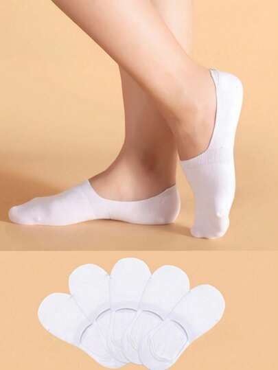 5/10 Đôi tất nữ màu trắng thời trang bằng cotton nguyên chất, thoáng khí, không lộ nội y