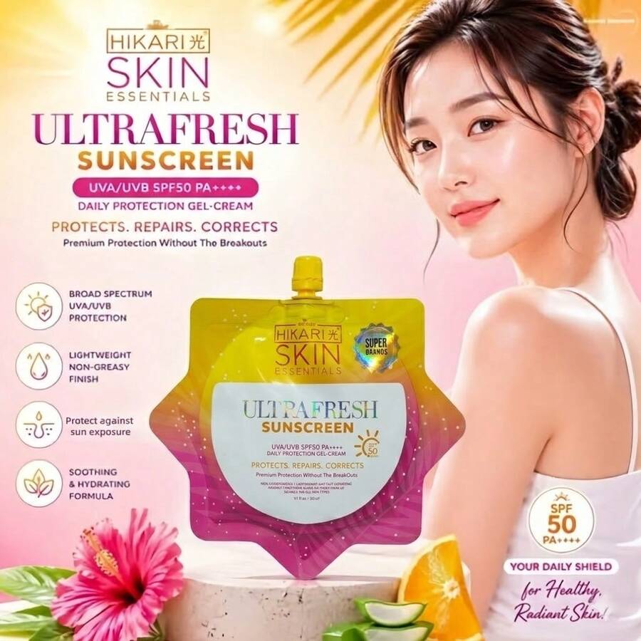 HIKARI UltraFresh SPF50 PA++++ 防曬凝膠霜 (50ml) - 高防護、輕盈、不黏膩、防水,適合所有膚質,提亮,臉部與身體日常使用 - Ultrafresh Sunscreen - 查看 1