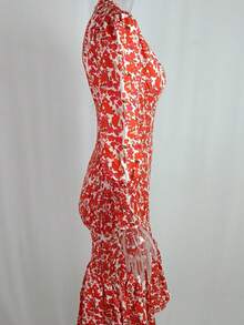 Vestido largo sirena primavera ajustado cintura cadera elegante estilo glamour europeo - Rojo - Ver 7