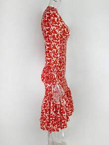 Vestido largo sirena primavera ajustado cintura cadera elegante estilo glamour europeo - Rojo - Ver 8