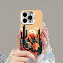 Cactus verde oscuro, atardecer naranja en el desiertofunda de teléfono Fundas compatibles con ,Apple,VIVO,OPPO,,, y Honor.Fabricadas en silicona TPU,ofrecen protección contra golpes y caídas. - Blanco - Ver 4