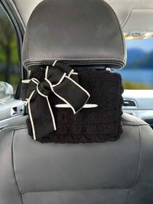 1pc Black Bow Tissue Box, Car Tissue Paper Holder, Decorative Storage Box For Automotive - Tissue Box - View 7