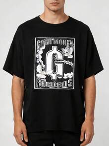 Black Kray Goth Money Tee Unisex Regular Fit T-Shirt With Dollar And Smoke Graphic Print, Urban Gothic Style For Men And Women - 黑色 - 查看 7