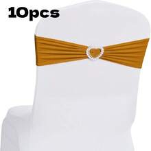 10pcs Elastic Chair Bands With Bow Tie, Adjustable Stretchable Chair Covers With Sliders, Universal For Wedding Party Event Decoration - Multicolor - View 17