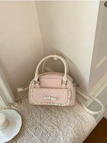 Contrast Color Handbag, New Arrival Patchwork Shoulder Bag, Commuting Crossbody Bag - Pink - View 6
