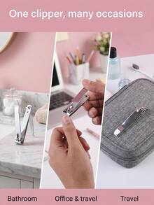 1 chiếc bấm móng tay kèm dũa móng, lưỡi cong, dụng cụ cắt móng tay và móng chân, dụng cụ làm đẹp phù hợp cho nam và nữ, màu bạc - Nhiều màu - Xem 5