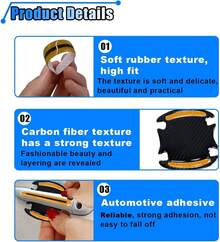 BDZMC 8PCS Reflective Car Door Handle Protector Sticker, Carbon Fiber Auto Door Handle Cup Paint Guard Protective Film, Anti-Scratches Car Door Handle Bowl Sticker, Self-Adhesive &Amp; Non-Marking(Yellow) - ColorD - View 3