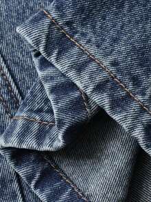 Pantalones vaqueros de pierna ancha con bolsillo en diagonal, pantalones vaqueros anchos - Azul lavado medio 3 - Ver 7