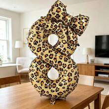 2pcs Large 40-Inch Leopard Print Number Balloons & 21-Inch Leopard Print Bow Foil Balloons, Suitable For Wedding, Birthday, Anniversary, Summer Party, Father's Day, Graduation Party Decoration, Indoor Room Decor - Leopard Print - View 16