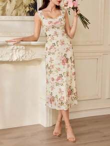 Vestido vintage y elegante para mujer con estampado floral, casual, de corte sirena, para vacaciones de verano, vestidos de verano, vestidos de fiesta, vestidos de graduación, ropa de verano, vestidos de invitada de boda, atuendos de vacaciones para mujer, vestido de boda, vestidos de graduación para mujer, vestido elegante de Pascua para mujer, vestido floral elegante, atuendo de festival, atuendo de concierto de country, vestido de baby shower, atuendo de crucero para mujer, atuendo de brunch, vestido del Día de la Madre - Albaricoque 2 - Ver 6