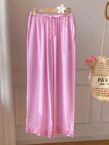 Pantalones a rayas rosas para mujer, vacaciones de verano - Rosa 3 - Ver 5