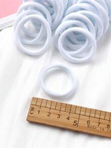 200/100/50/20pcs White Seamless Elastic Hair Ties, No Damage Hair Bands, Large Pack, High Elasticity Nylon Rubber Hair Ropes, Soft And Thick Hair Accessories For Women And Girls, Daily Sports, Yoga, School, Mother's Day, Birthday, Graduation Anniversary Gift - White - View 3