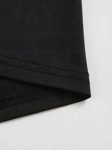 Camiseta de mujer con estampado de letras, holgada y casual, con diseño estampado, sencilla y elegante. - Negro - Ver 6