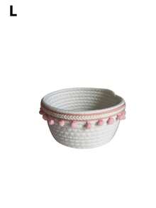 1/4pcs Large Capacity Round Lace Handmade Woven Storage Box, Suitable For Remote Controls, Cosmetics, Electronics, Home, Office, Living Room, Bedroom Decor - Multicolor - View 16