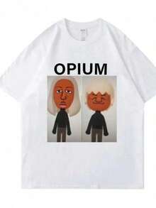 Printed T-Shirts For Women, Plus-Size Streetwear Tops, Comfortable And Stylish Summer Tees That Go With Everything. OPIUM Ken Carson Destroy Lonely T-Shirt, Graphic Tees With Funny Character Memes, Cartoon Print T-Shirts For Women. - 白色 - 查看 6