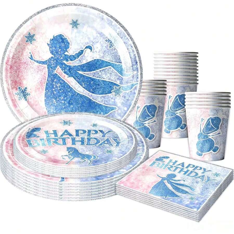 Bộ đồ ăn dùng một lần 51 món của Snow Girl bao gồm 10 đĩa ăn tối, 10 đĩa tráng miệng, 10 cốc giấy, 20 khăn ăn và 1 khăn trải bàn. Bộ đồ ăn tiện dụng này rất phù hợp cho cắm trại, dã ngoại, tiệc nướng ngoài trời, đám cưới và tiệc sinh nhật. - Nhiều màu - Xem 1
