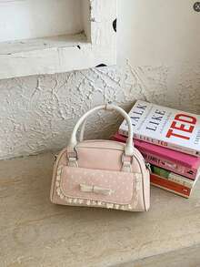 Contrast Color Handbag, New Arrival Patchwork Shoulder Bag, Commuting Crossbody Bag - Pink - View 9