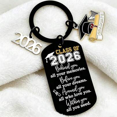 Llavero con placa de perro inspiradora para graduados de 2026, regalo de graduación