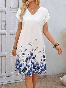 Faunlyn Vestido de verano para dama con cuello en V bordado, lazo y detalles ahuecados - Multicolor - Ver 3