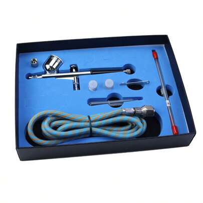 130pcs Airbrush Kit With 3 Nozzle Tips, 1.8m Hose - Ideal For Nail Art, Tattoo, Cake Decorating And Toy Model Painting
