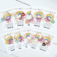 1pc/10pcs Charming Butterfly, Flower & Heart Shaped Key Chain, Comes With Thank You Card, Party Favor, Bag Pendant, Suitable As Backpack Hanging Decor, Car Key Chain, Birthday Gift, Novelty Keychain - Multicolor - View 12