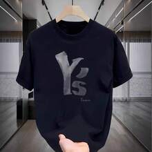 Camiseta de manga corta para hombre, 100% algodón, de gramaje alto, con estampado de letras de marca a la moda, corte holgado, estilo americano, talla grande, prenda de nicho. WPAP - 250 g de algodón puro - negro - Ver 6