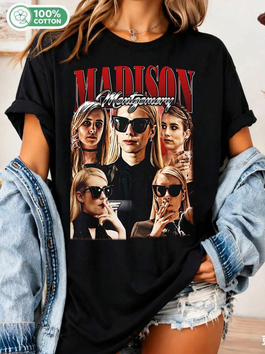 Montgomery T-Shirt – Vintage AHS Coven Crewneck, Clothing For Fans Of _............___ - Black - View 1