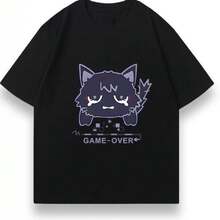 Mercancía del juego : Camiseta de manga corta con diseño del gato Wanderer Scaramouche para hombres y mujeres, ropa de anime de verano para estudiantes. - Negro - Ver 6