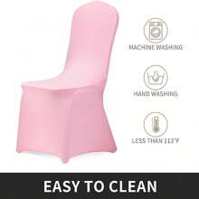 1pc Pink Chair Cover, Elastic Polyester Chair Cover, Suitable For Wedding Party Banquet, Chair Cover With Pleated Design - Multicolor - View 5
