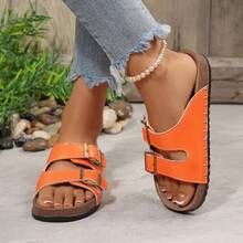 Damen verstellbare Schnallen Soft Sole Flache Sandalen, geeignet für Frühling/Sommer Outdoor-Aktivitäten, Urlaub und täglichen Gebrauch, passend zu Strandoutfits, Badelatschen, Casual Mules, Slouch-Schuhe - Gebrannte Orange - Übersicht 7