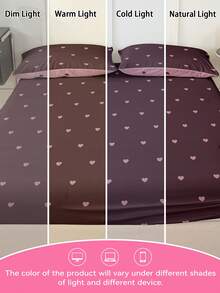 1pc Cute Heart Pattern Fitted Sheet, Soft Comfortable Breathable, Wrinkle Resistant, Improve Sleep Quality, Machine Washable, Suitable For Double Bed, Full Size Bed, Queen Bed, King Bed, Suitable For Home, Dorm, Apartment, Guest Room, Vacation Home, Rental Room, Also A Great Gift Choice. (Pillowcase Not Included) - Multicolor - View 8