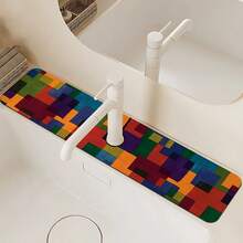 1pc Bohemian Pattern Printed Faucet Mat, Durable Polyester, Quick Drying, Easy To Clean, Suitable For Kitchen And Bathroom, Easy To Install, Daily Decor, Gift, Bathroom Mat, Durable Faucet Mat, Faucet Accessory - Multicolor - View 2