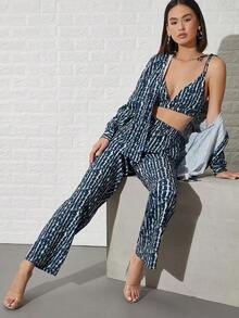 VCAY Conjunto top de tirantes corto de tie dye con camisa con pantalones - Multicolor - Ver 1