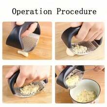 1pc Stainless Steel Garlic Press, Professional Garlic And Ginger Grinder With Ergonomic Handle, Rust-Proof, Multi-Function Vegetable, Fruit And Spice Grinder, Suitable For Camping, Home, Hotel And Restaurant Use, Kitchen Accessory - Multicolor - View 3