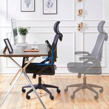 Ergonomic Computer Desk Chair High Back With Flip-Up Armrest Lumbar Support Black Home Office Study Chair - Black - View 2