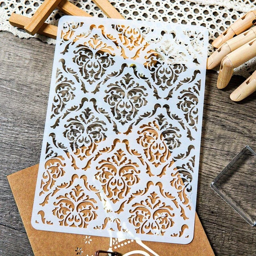 11.7 X 8.3 Inch Khuôn rỗng hoa Mandala, khuôn nhựa scrapbook với thiết kế thực tế để tô màu, dập nổi và trang trí scrapbook, phù hợp cho những người đam mê scrapbook và làm thiệp - A - Xem 1